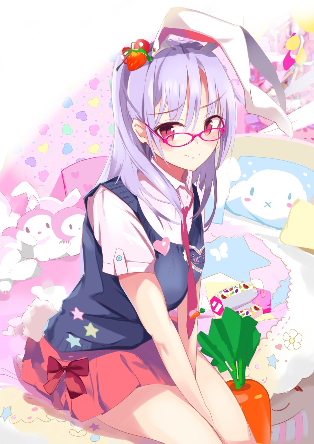 animal_ears, bunny_ears, megane, reisen_udongein_inaba, seifuku, tail, tetsurou_(fe+), touhou