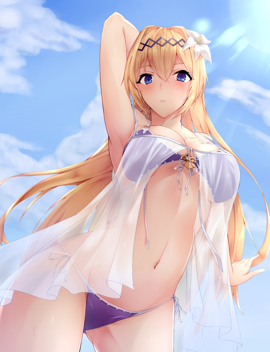 bikini, cleavage, granblue_fantasy, jeanne_d'arc, jeanne_d'arc_(granblue_fantasy), ranju_aira, see_through, swimsuits, underboob