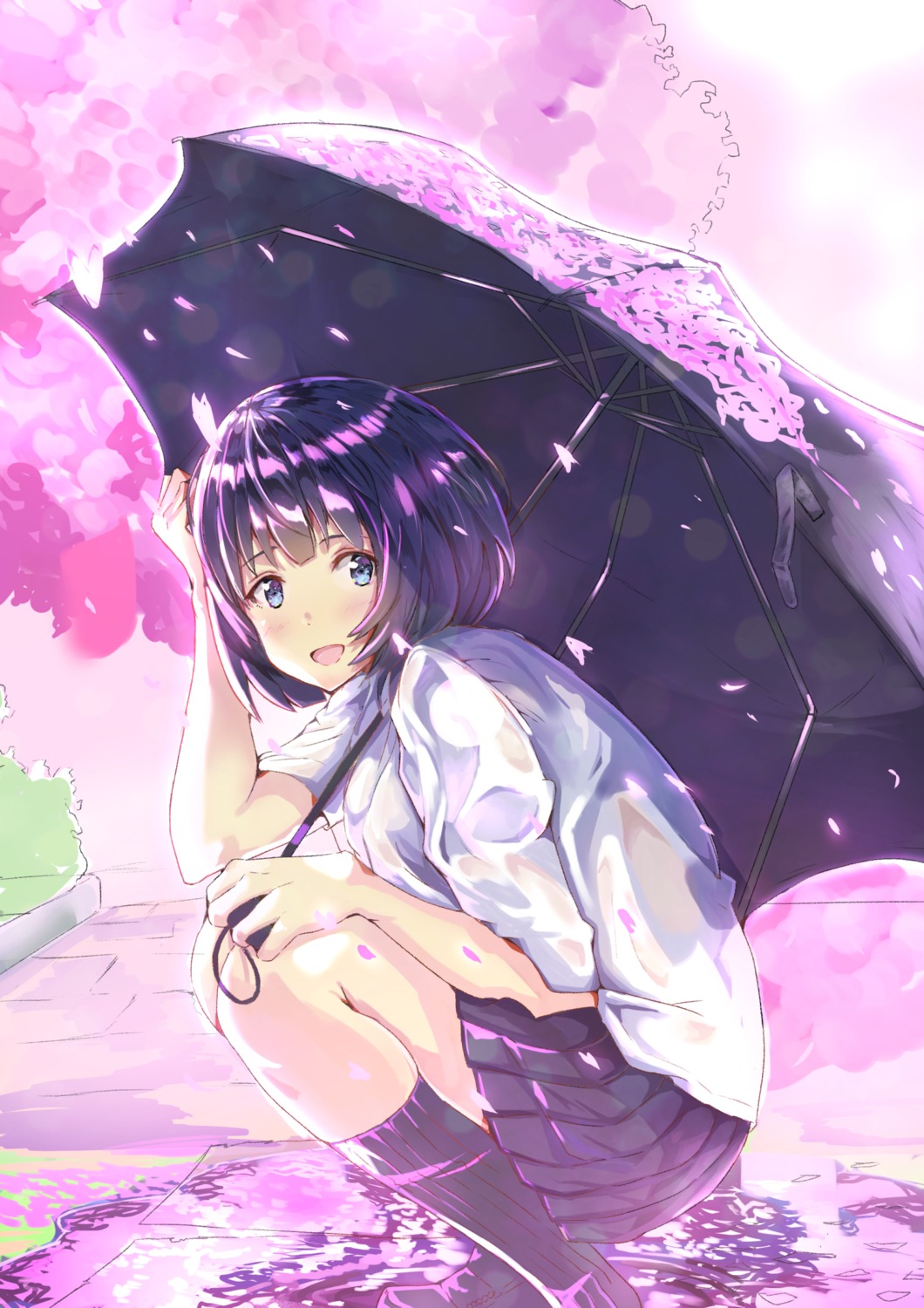 seifuku, umbrella, watanuki