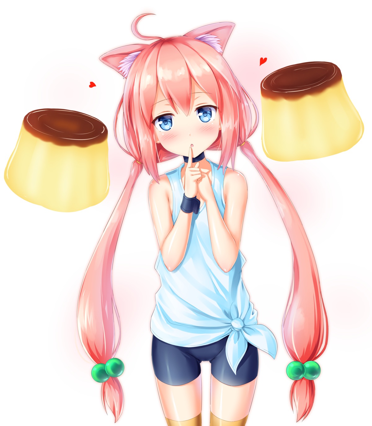 animal_ears, bike_shorts, hinata_channel, kyamu, nekomiya_hinata, thighhighs