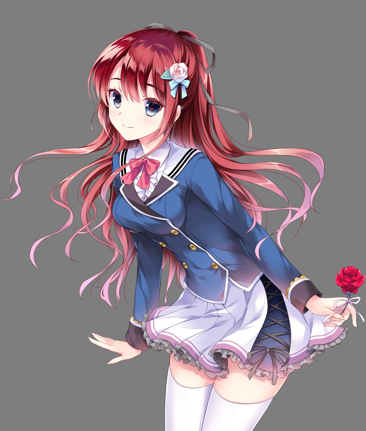 ensemble_(company), gin, koi_wa_sotto_saku_hana_no_you_ni, kotoishi_iori, seifuku, thighhighs, transparent_png