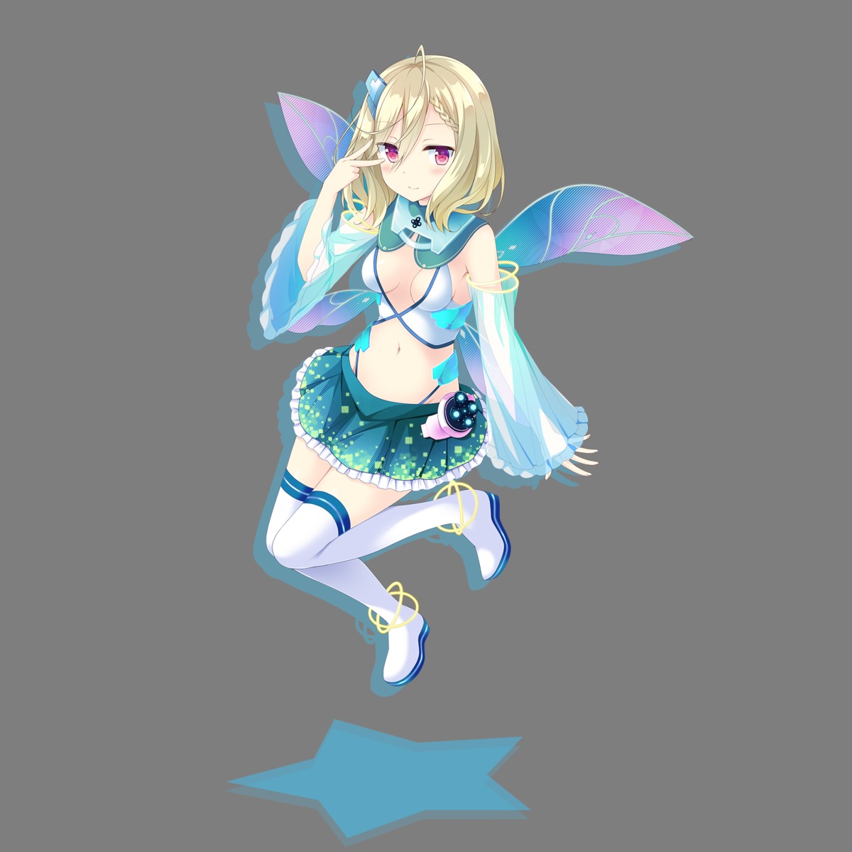 bekotarou, cleavage, no_bra, pulltop, pure_song_garden!, suzu_(pure_song_garden!), thighhighs, transparent_png