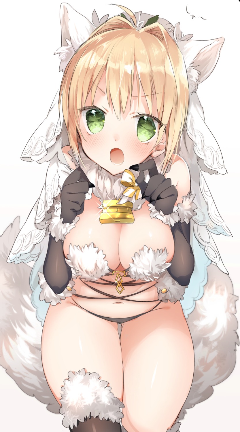 animal_ears, cleavage, cosplay, fate/grand_order, nero_claudius_(fate), sino_(sionori), tail, thighhighs