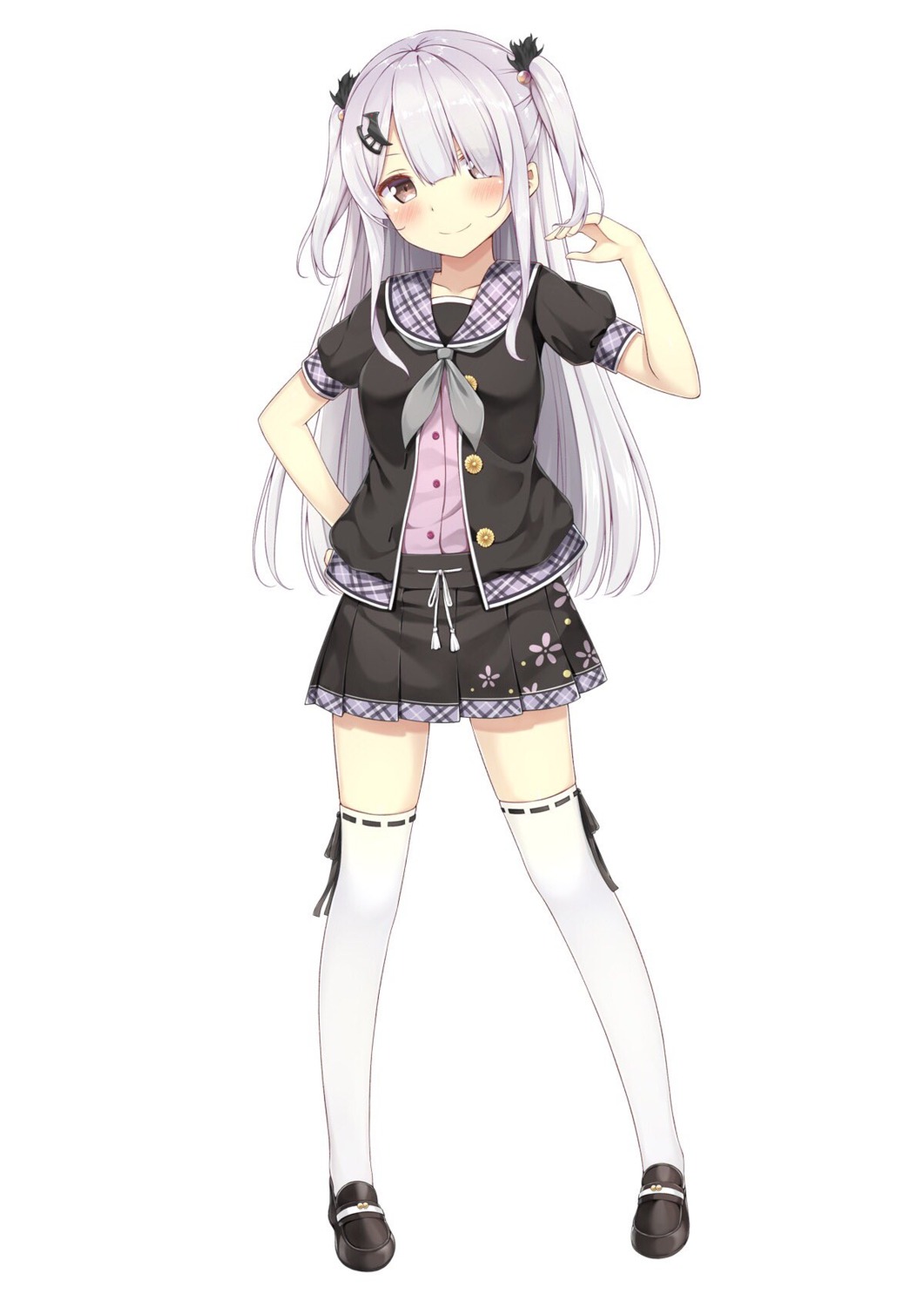 karutamo, onsen_musume, seifuku, thighhighs, yamashiro_yata