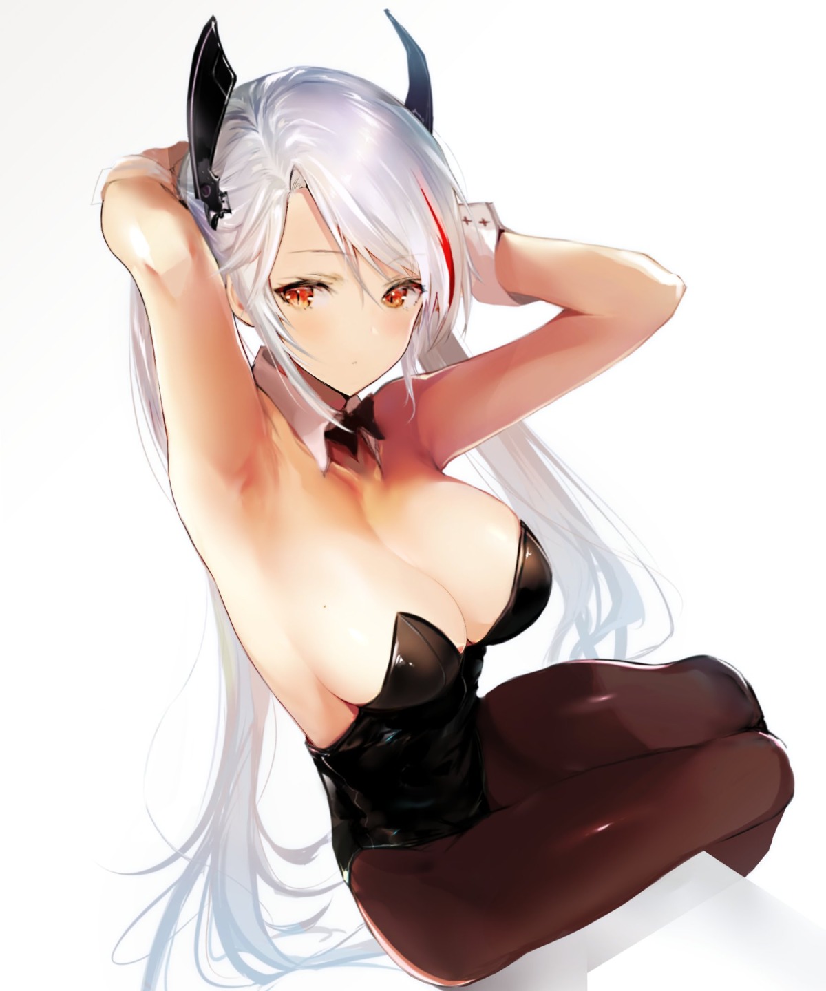 azur_lane, bunny_girl, cleavage, hitaki_yuu, pantyhose, prinz_eugen_(azur_lane)