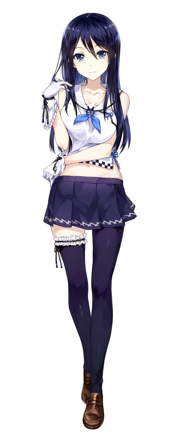 breast_hold, garter, noboribetsu_ayase, onsen_musume, ordan, pantyhose, seifuku, thighhighs