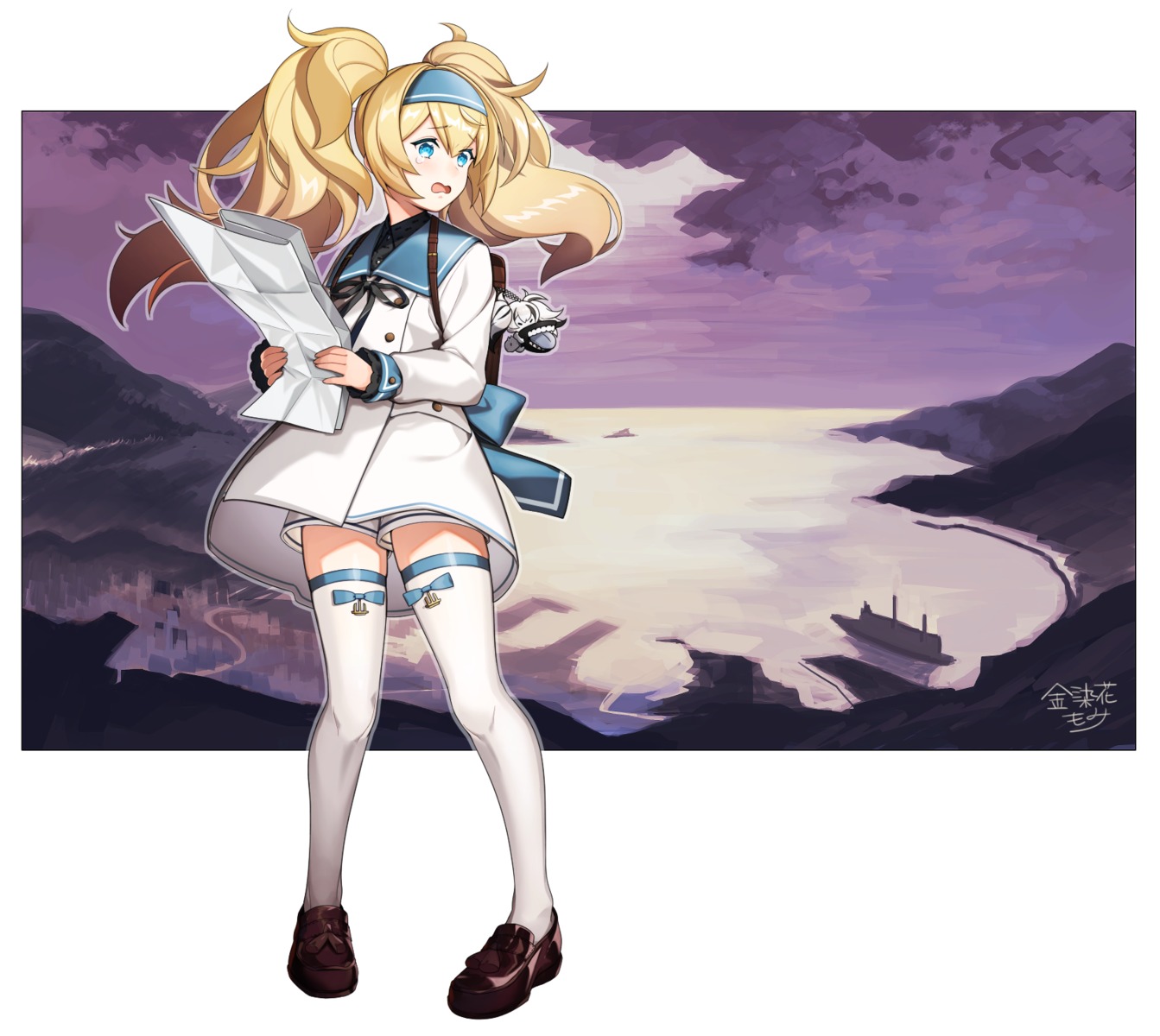 escort_water_hime, gambier_bay_(kancolle), kantai_collection, kinsenka_momi, thighhighs