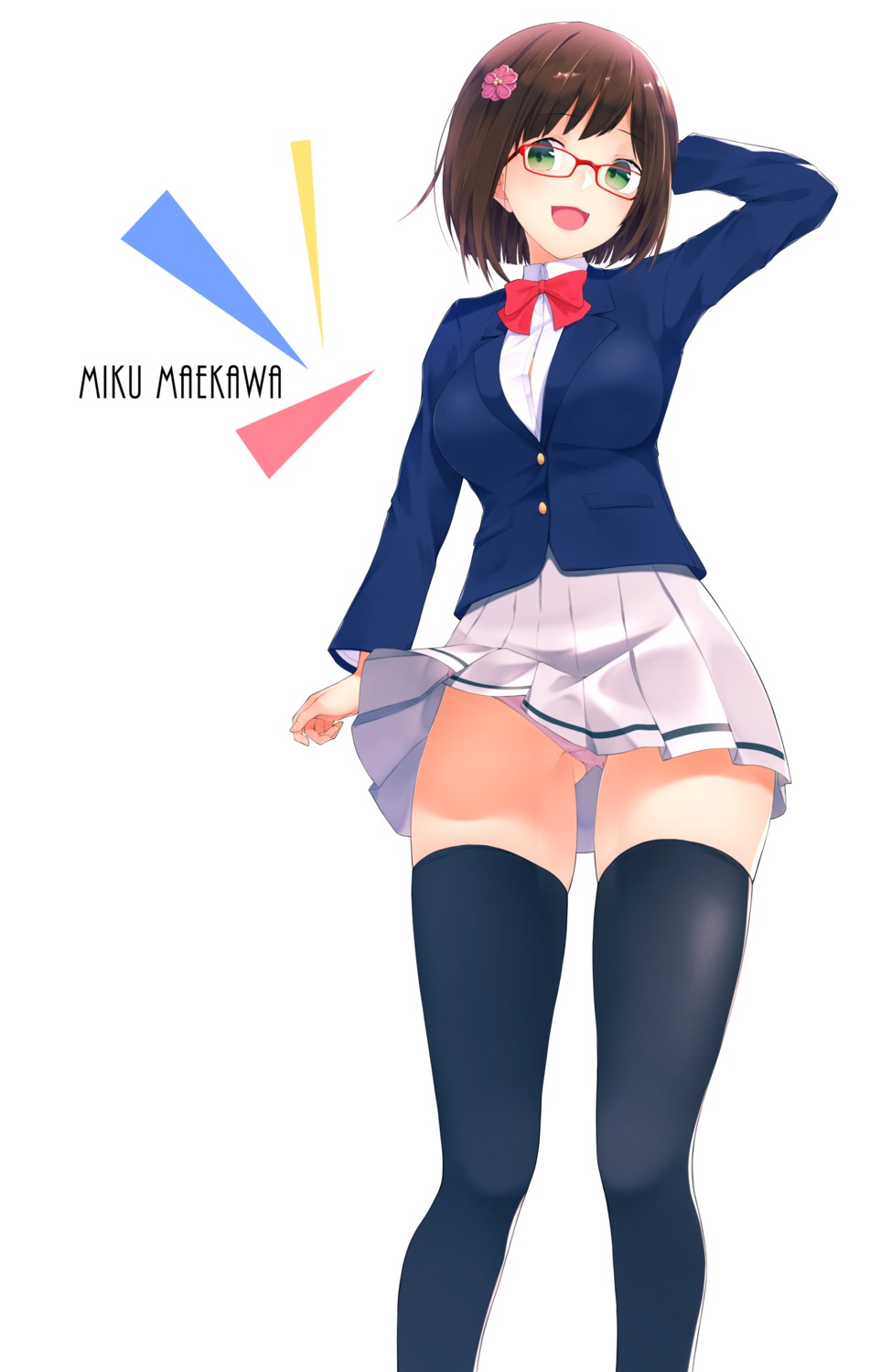 maekawa_miku, megane, nishinomiya_suzu, pantsu, seifuku, skirt_lift, the_idolm@ster, the_idolm@ster_cinderella_girls