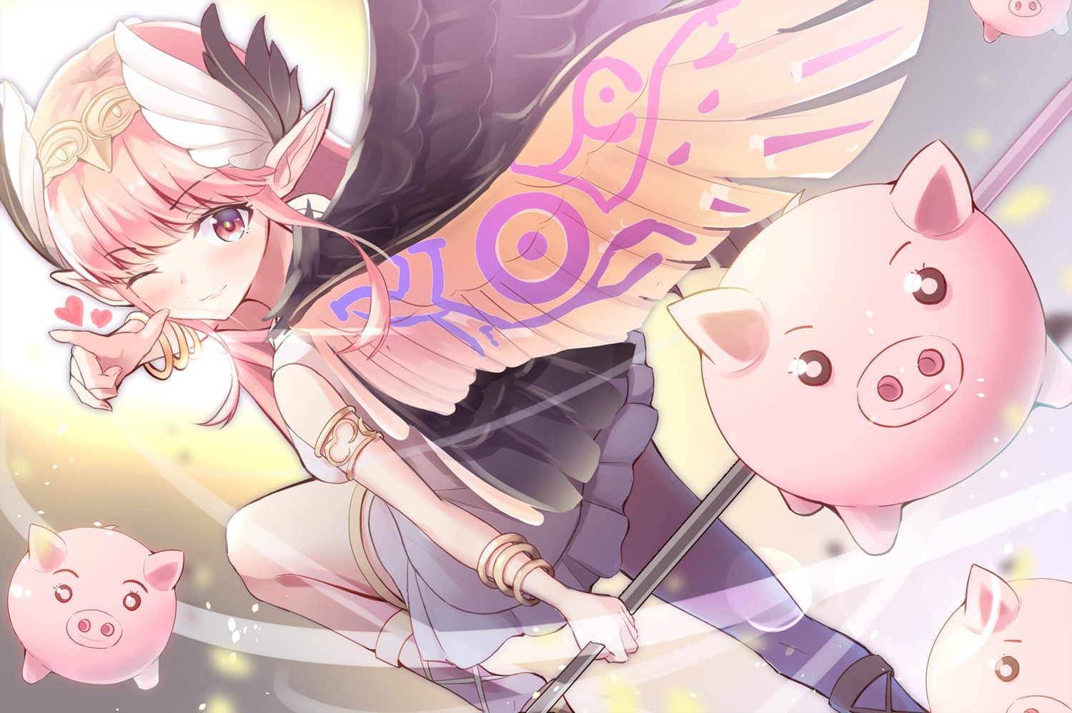 circe, fate/grand_order, hamalu, pointy_ears, weapon, wings