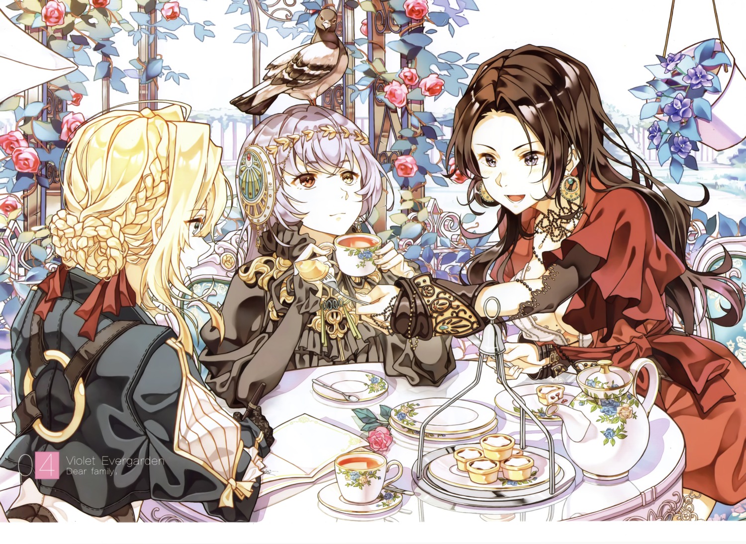 cattleya_baudelaire, cheese_kang, cleavage, dress, no_bra, open_shirt, violet_evergarden, violet_evergarden_(character)