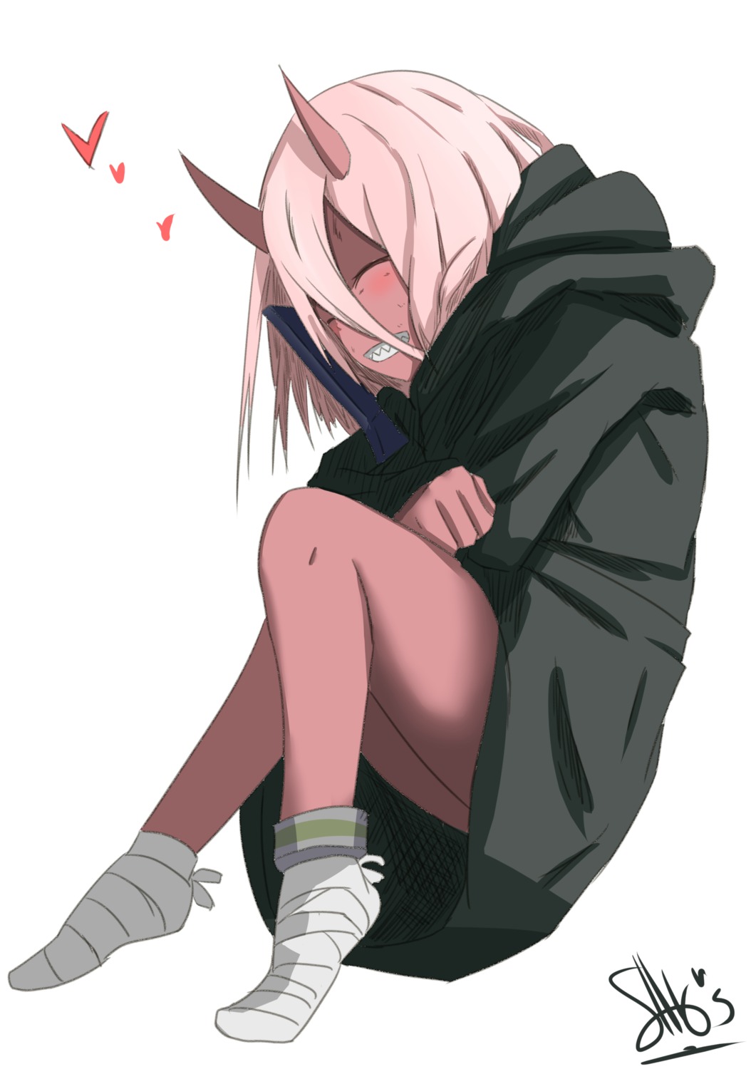 bandages, darling_in_the_franxx, horns, sato, zero_two_(darling_in_the_franxx)
