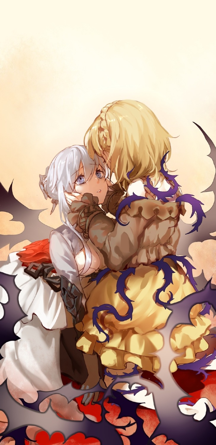 aki663, briar_rose_(sinoalice), cleavage, dress, sinoalice, snow_white_(sinoalice), yuri
