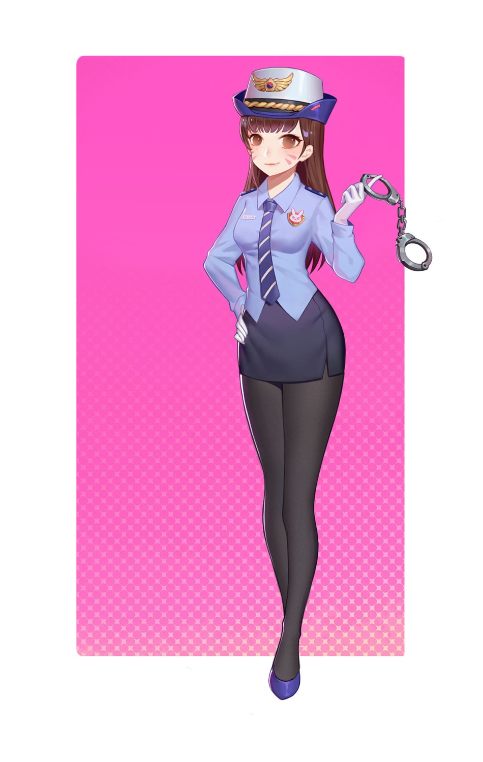 d.va, duximeng, overwatch, pantyhose, police_uniform
