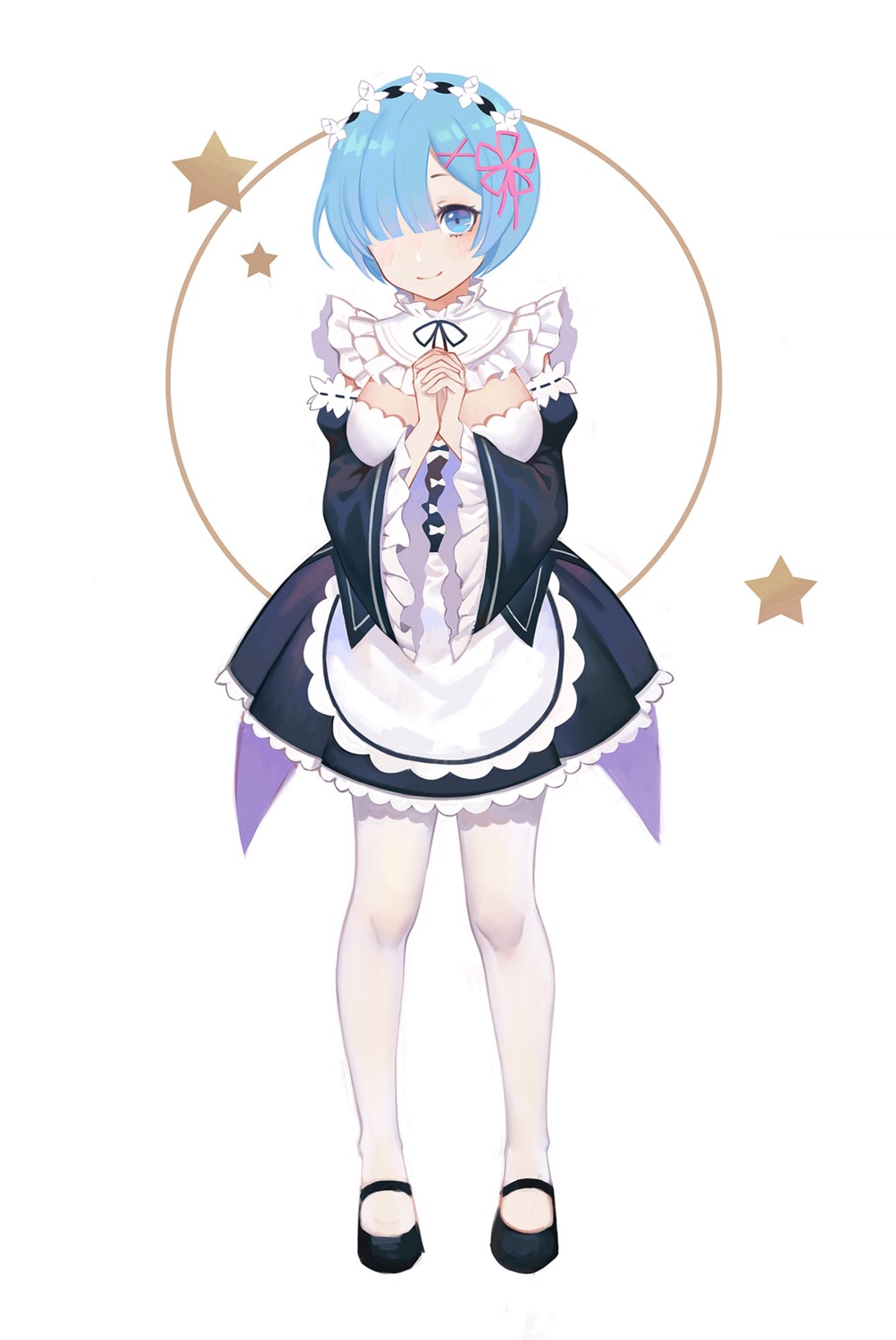duximeng, jpeg_artifacts, maid, pantyhose, re:zero_kara_hajimeru_isekai_seikatsu, rem_(re_zero)