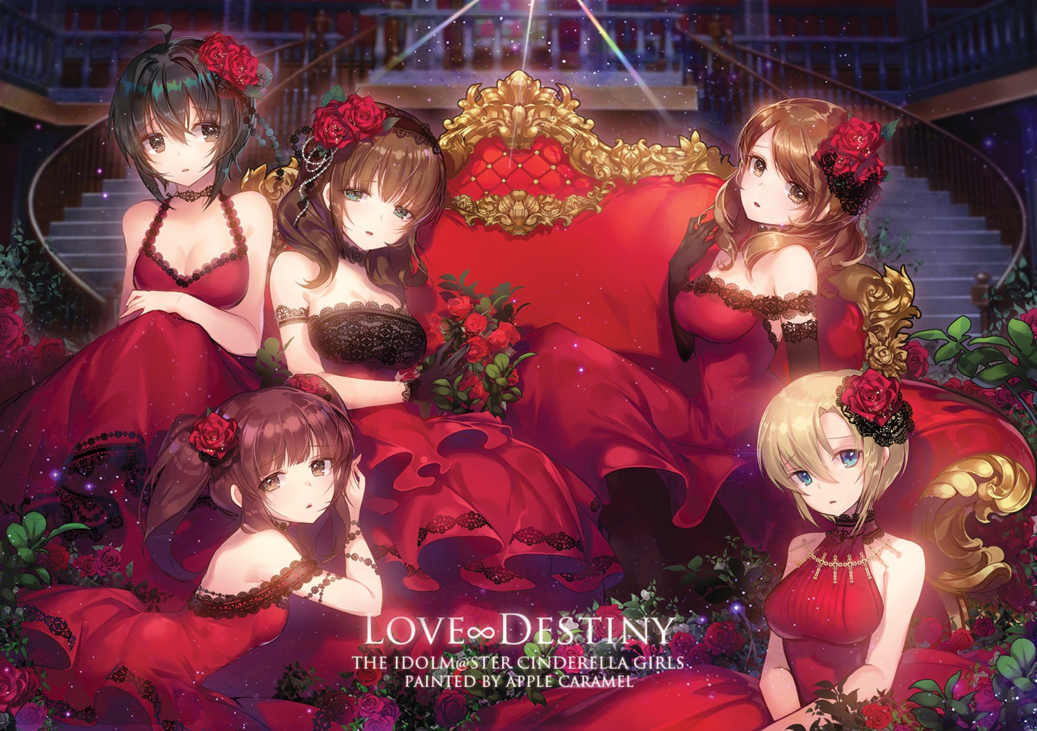 apple_caramel, cleavage, dress, houjou_karen, kohinata_miho, ogata_chieri, sakuma_mayu, tada_riina