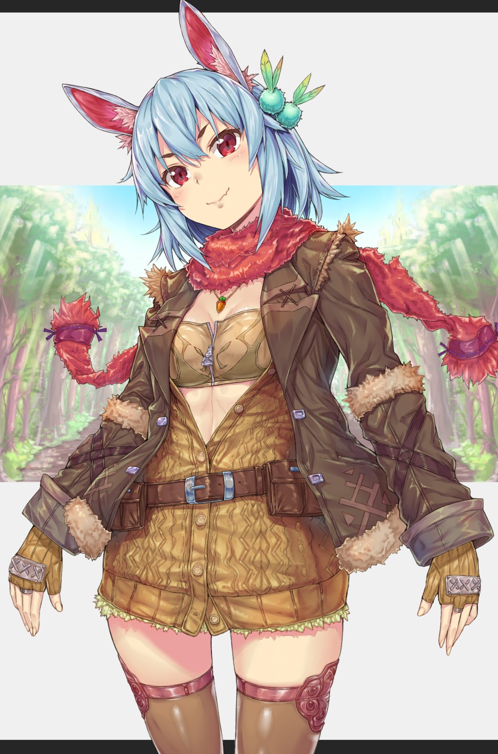 animal_ears, cleavage, komase_(jkp423), thighhighs