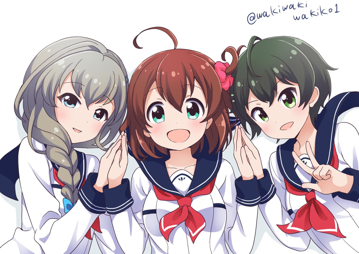 battle_girl_high_school, hoshitsuki_miki, narumi_haruka, seifuku, wakaba_subaru, waki_(pixiv2609622)