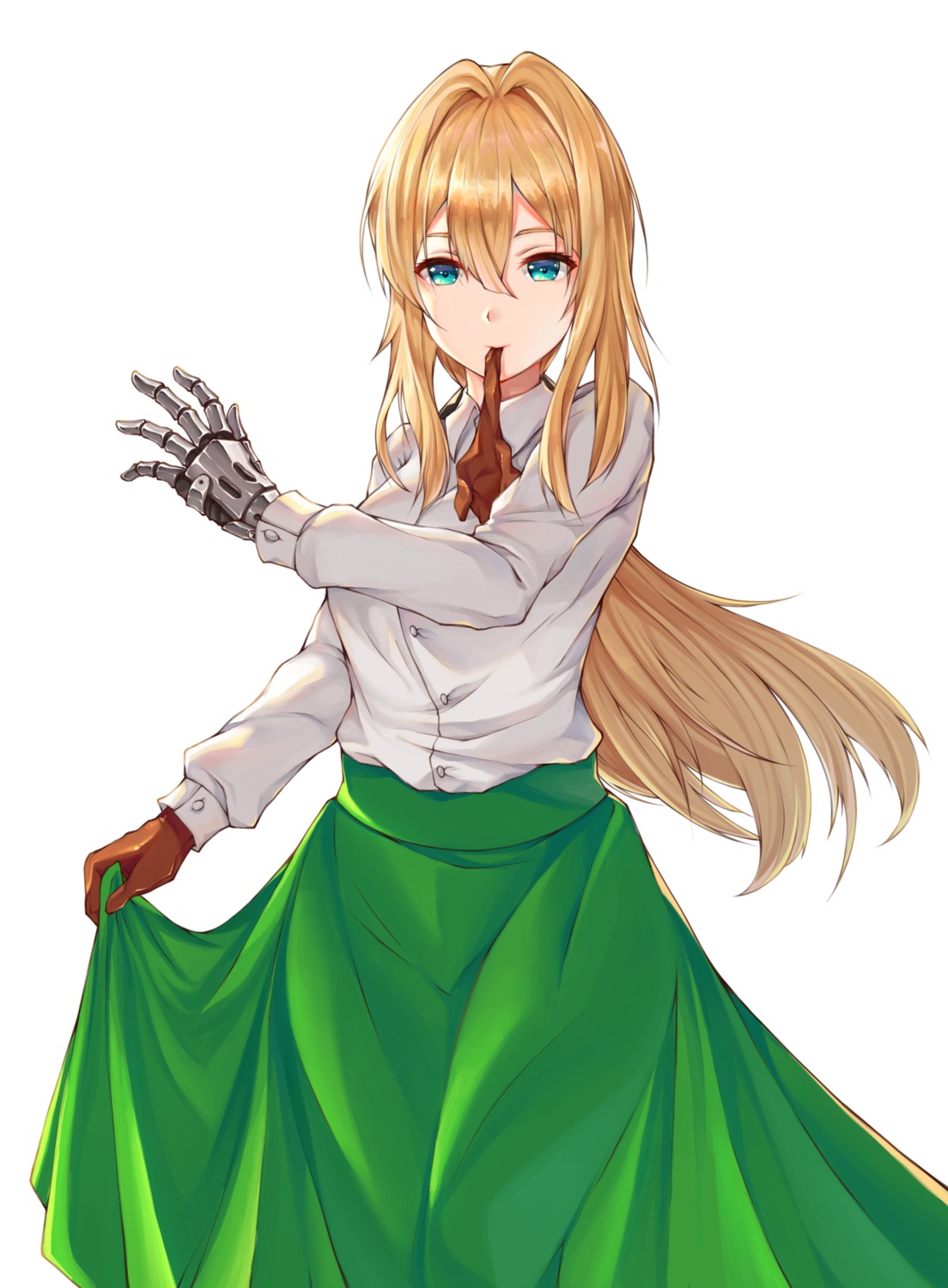 mecha_musume, qaq, skirt_lift, violet_evergarden, violet_evergarden_(character)