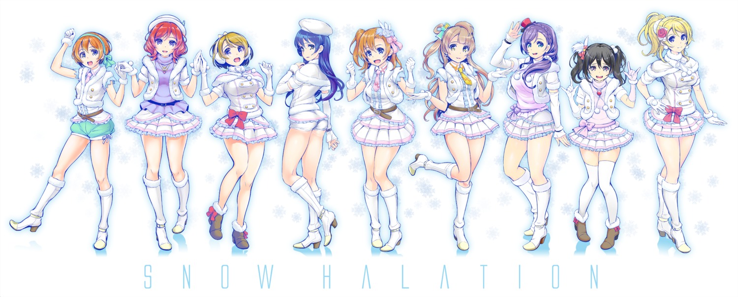 ass, ayase_eli, heels, hoshizora_rin, kima-gray, koizumi_hanayo, kousaka_honoka, love_live!, love_live!_(series), minami_kotori, nishikino_maki, sonoda_umi, sweater, thighhighs, toujou_nozomi, yazawa_nico