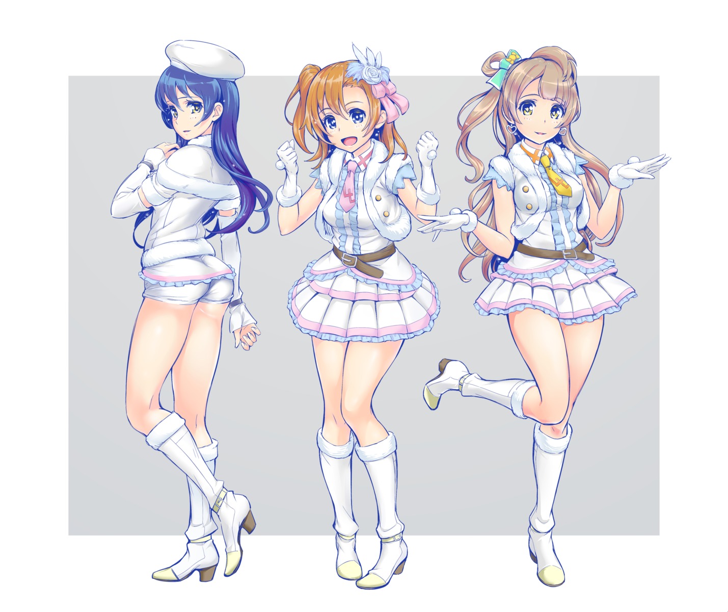 ass, heels, kima-gray, kousaka_honoka, love_live!, love_live!_(series), minami_kotori, sonoda_umi