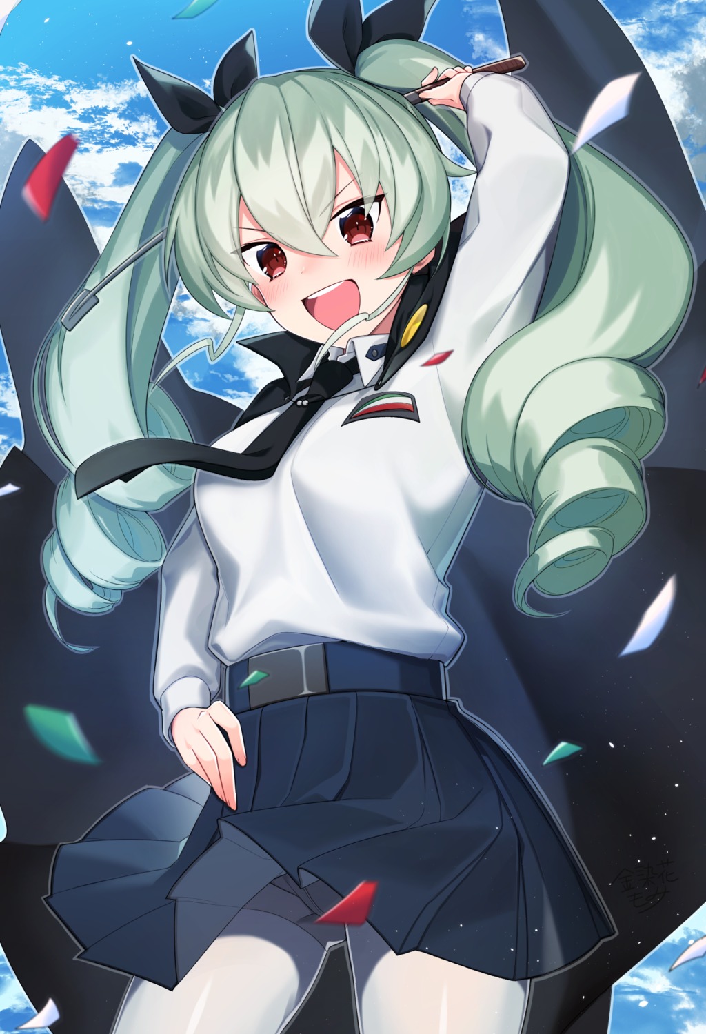 anchovy, girls_und_panzer, kinsenka_momi, pantsu, pantyhose, uniform