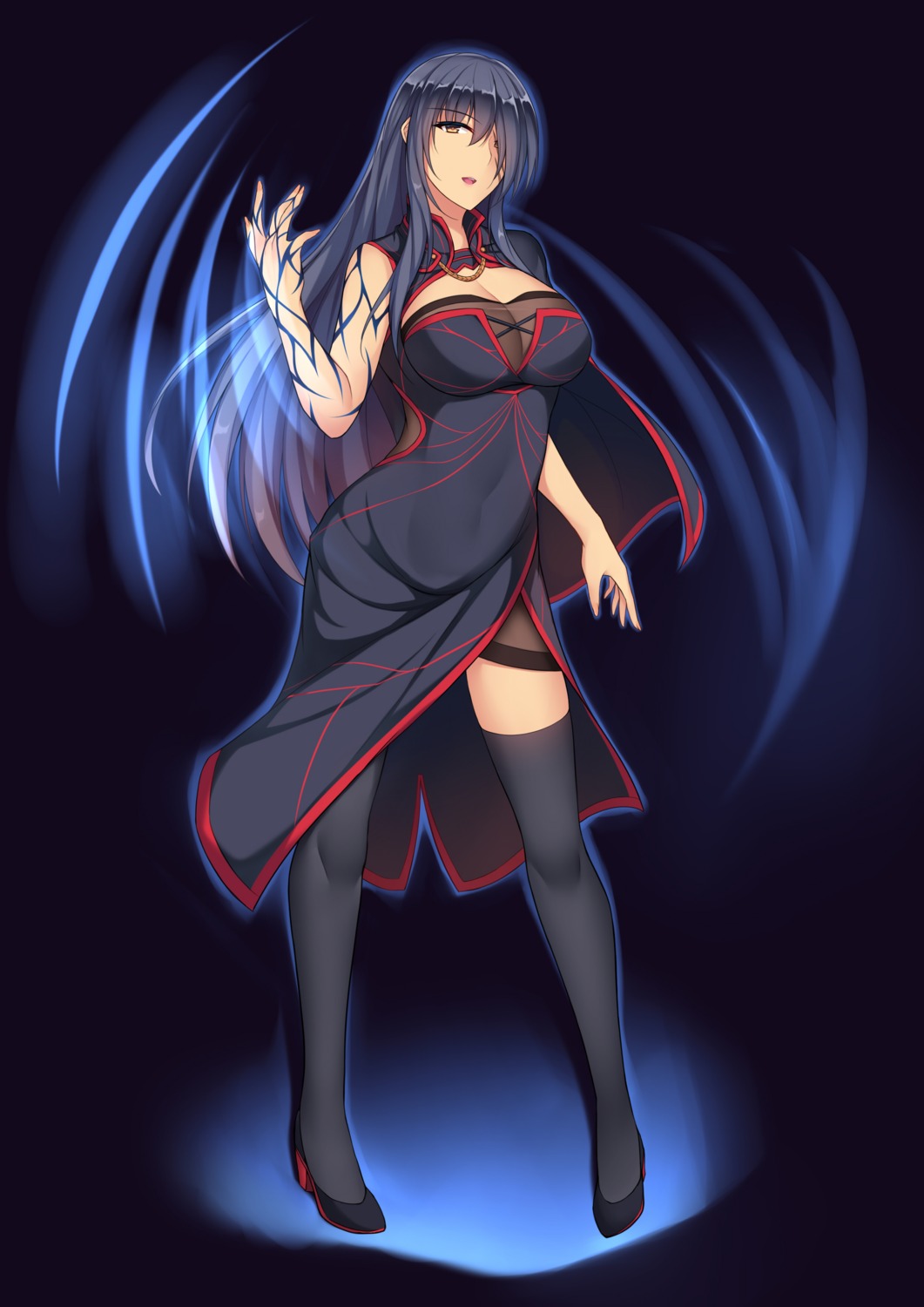 chapter0p, dress, heels, thighhighs