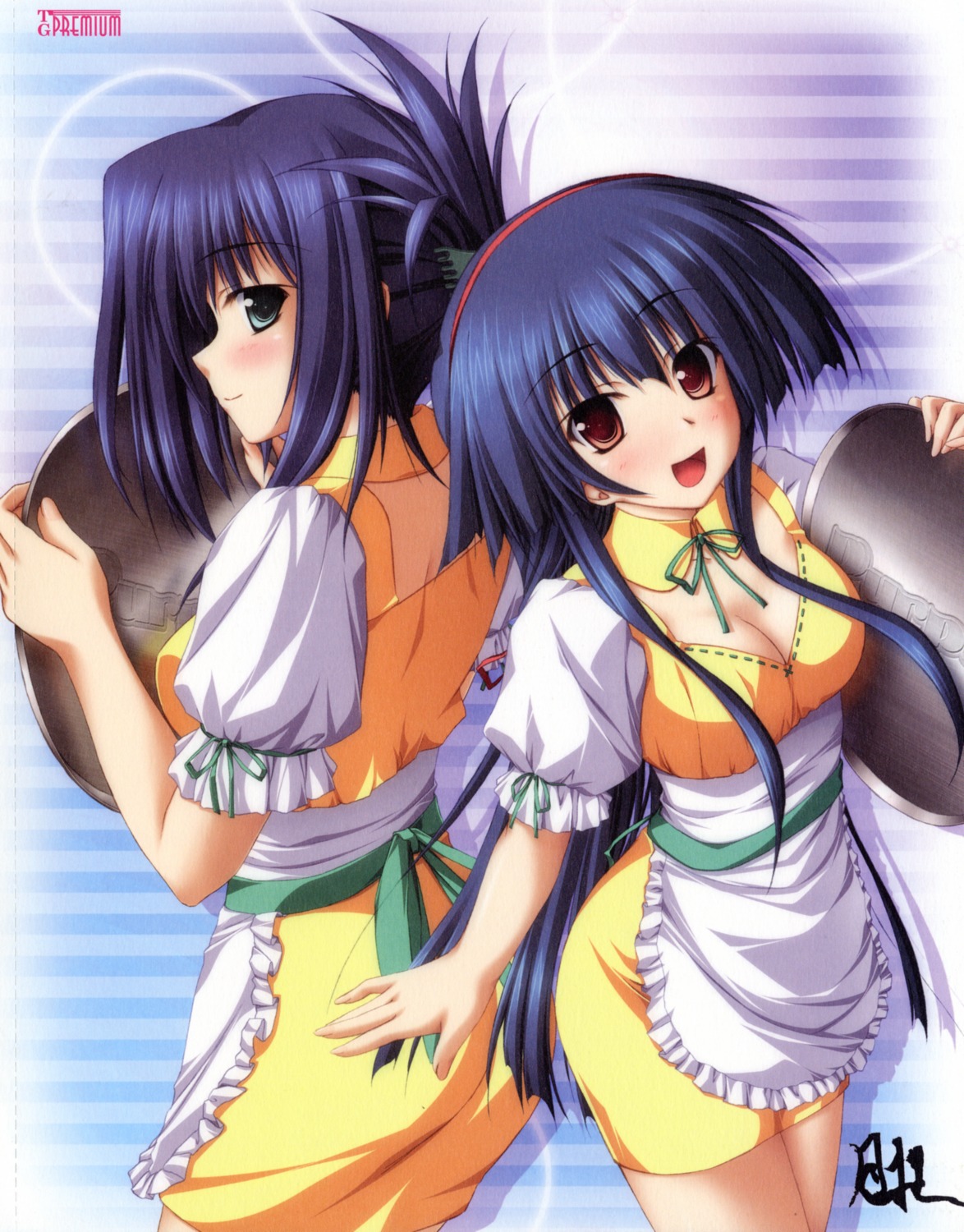 aizawa_nadeshiko, cleavage, haruiro_ouse, sugawara_kikyou, tsukimori_hiro, waitress