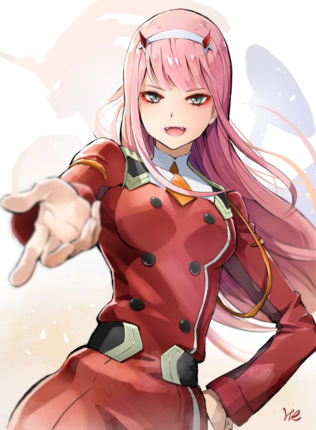 darling_in_the_franxx, horns, hoshizaki_reita, mecha, strelizia, uniform, zero_two_(darling_in_the_franxx)