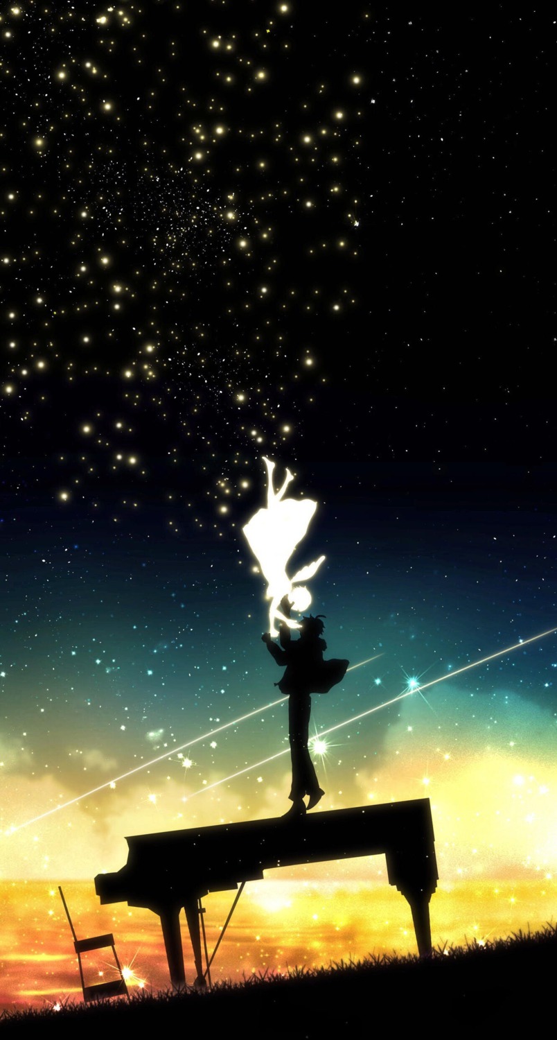 dress, harada_miyuki, landscape, silhouette, wings