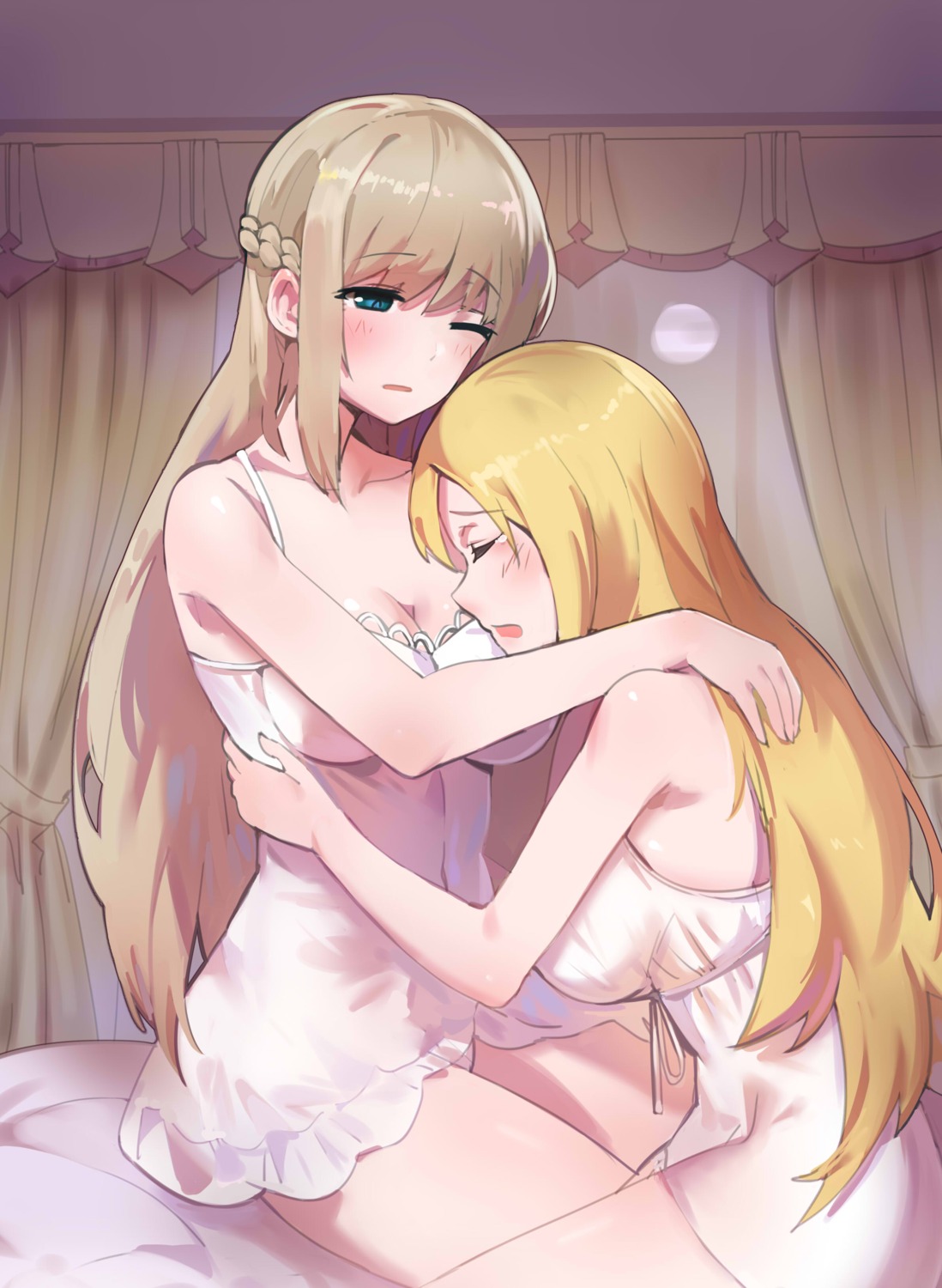 cleavage, lexington_(zhanjianshaonv), lingerie, saratoga_(zhanjianshaonv), yuri, ze_(wzfnn001), zhanjianshaonv