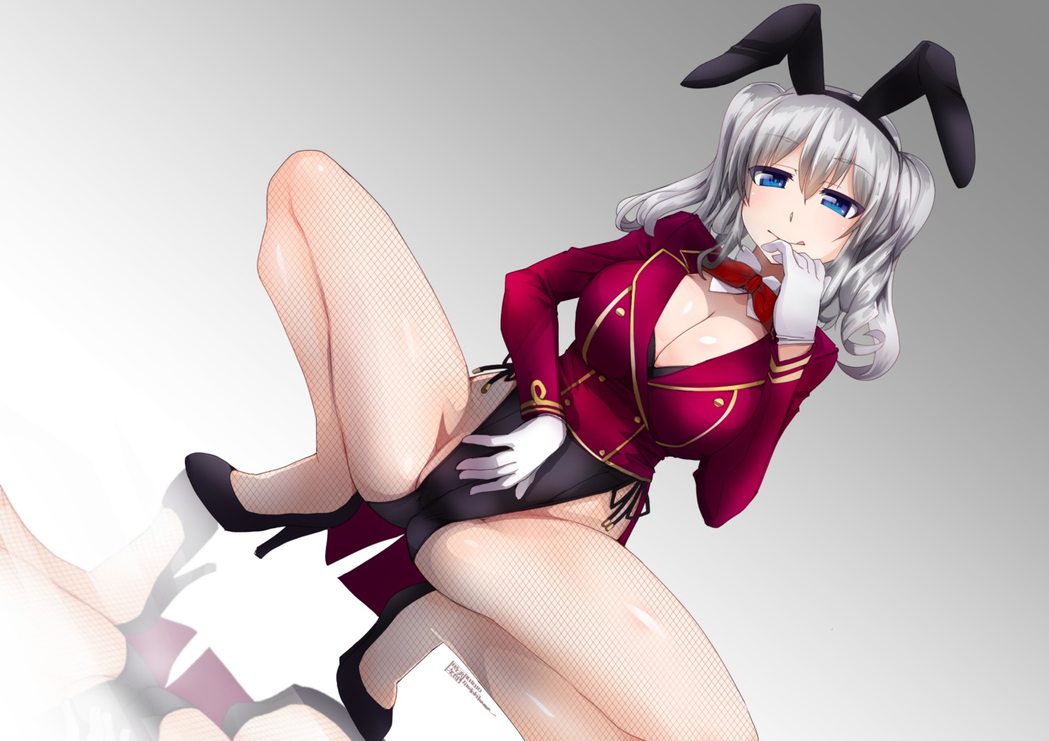 animal_ears, bunny_ears, bunny_girl, cleavage, fishnets, heels, kantai_collection, kashima_(kancolle), pantyhose, tokihama_jirou