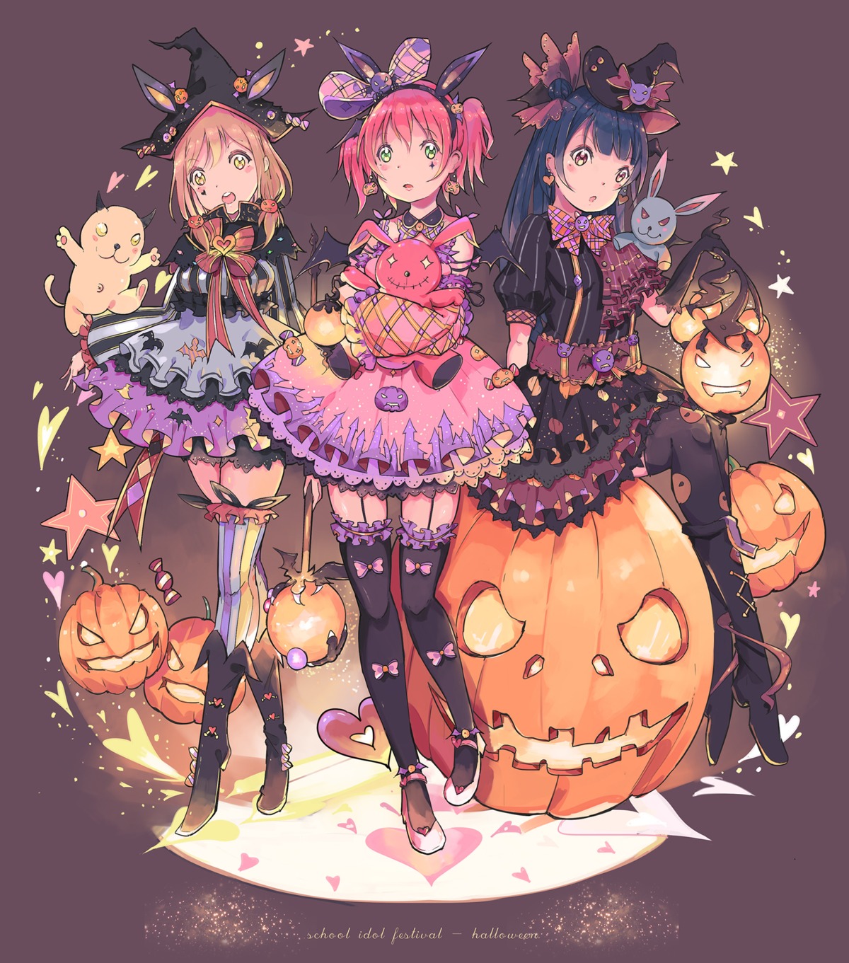 halloween, kunikida_hanamaru, kurosawa_ruby, love_live!_(series), love_live!_sunshine!!, qianqian, thighhighs, tsushima_yoshiko