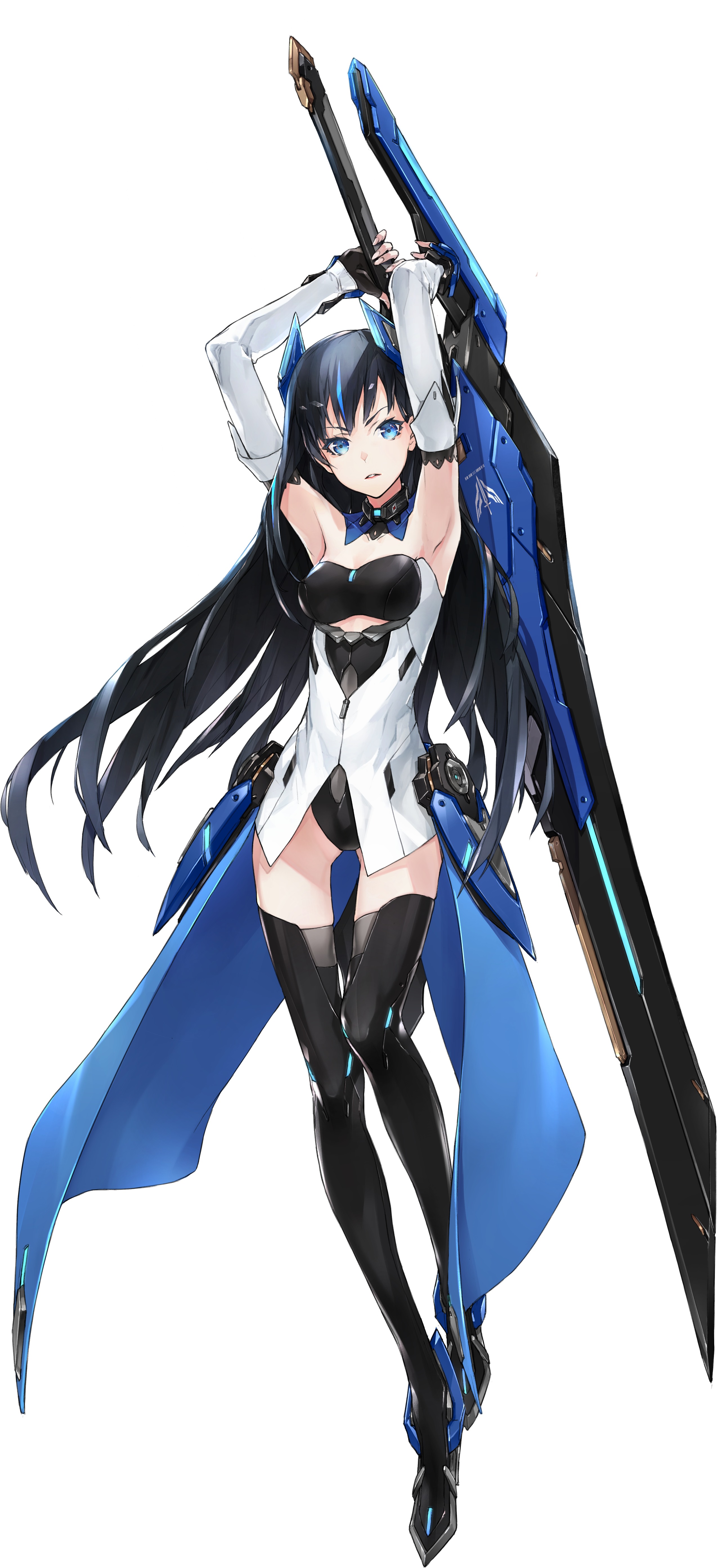 kakuchou_shoujokei_trinary, kunimasa_ayami, leotard, thighhighs, weapon