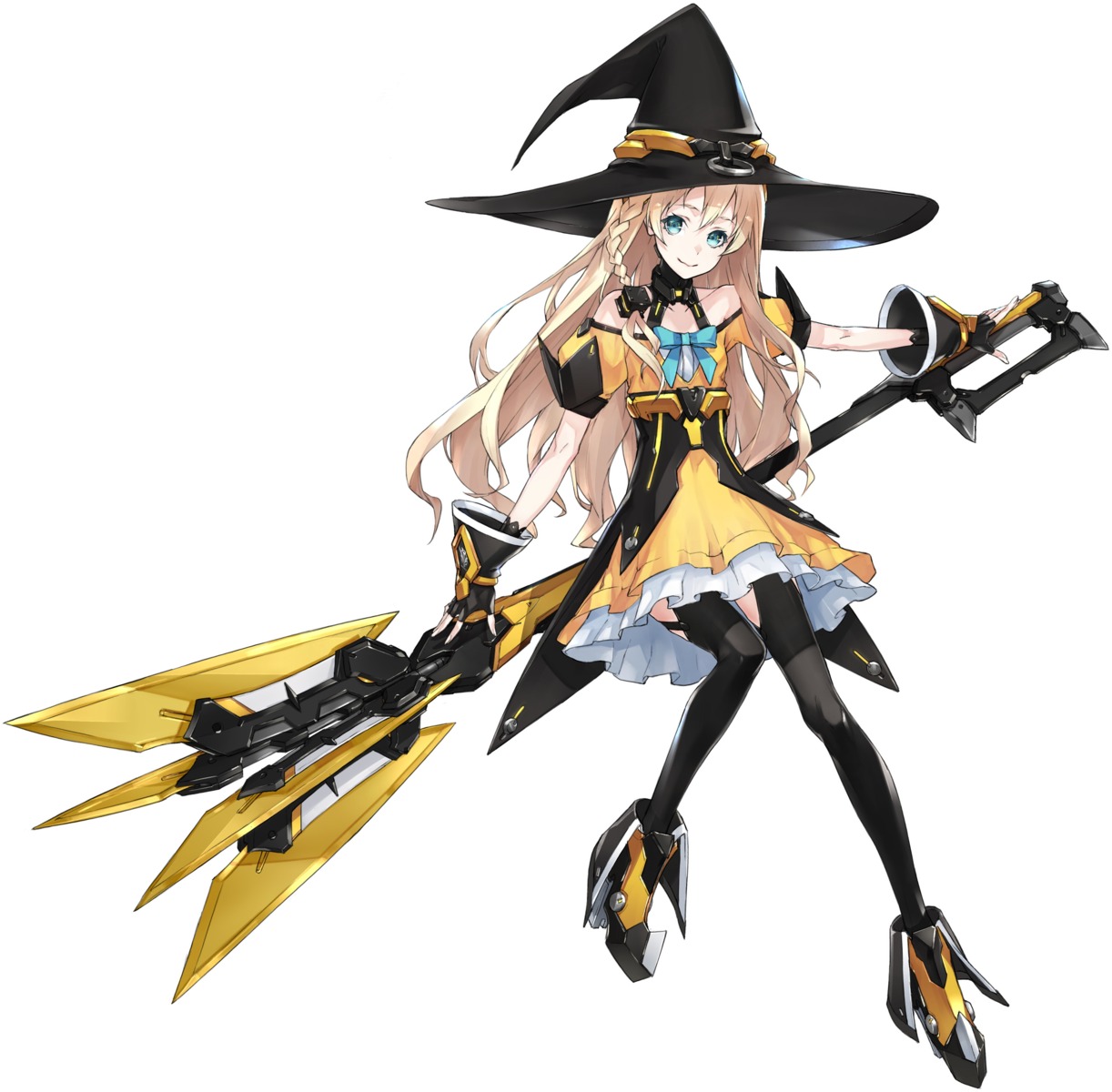 dress, heels, kakuchou_shoujokei_trinary, thighhighs, uzuki_kagura, witch