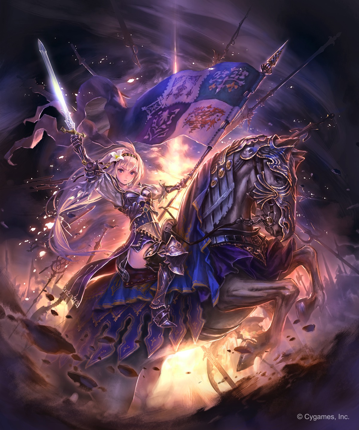 armor, granblue_fantasy, hisakata_souji, jeanne_d'arc, jeanne_d'arc_(granblue_fantasy), sword, thighhighs
