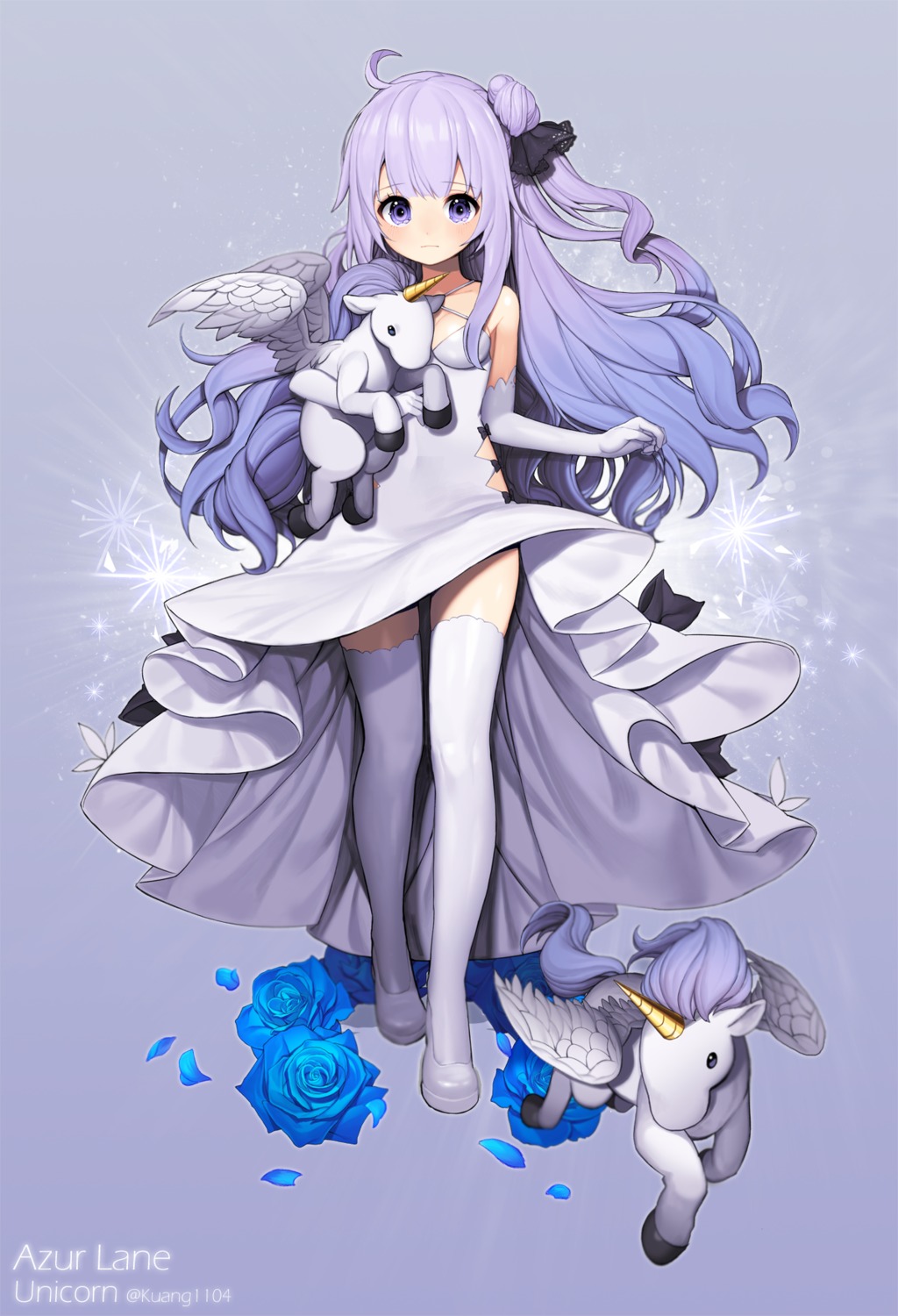 azur_lane, dress, kuang1104, skirt_lift, thighhighs, unicorn_(azur_lane)