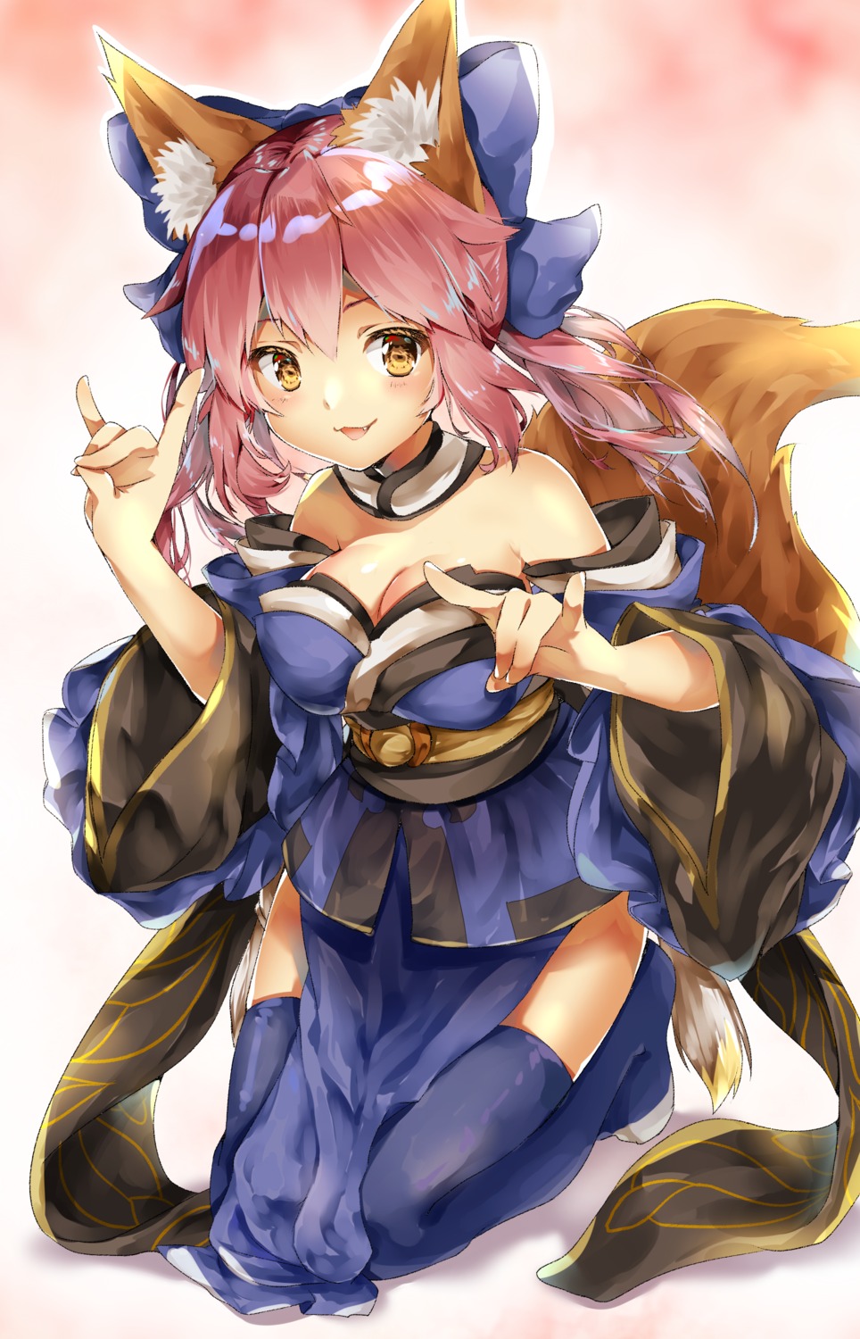 amane_tari, animal_ears, cleavage, fate/extra, fate/grand_order, fate/stay_night, japanese_clothes, tail