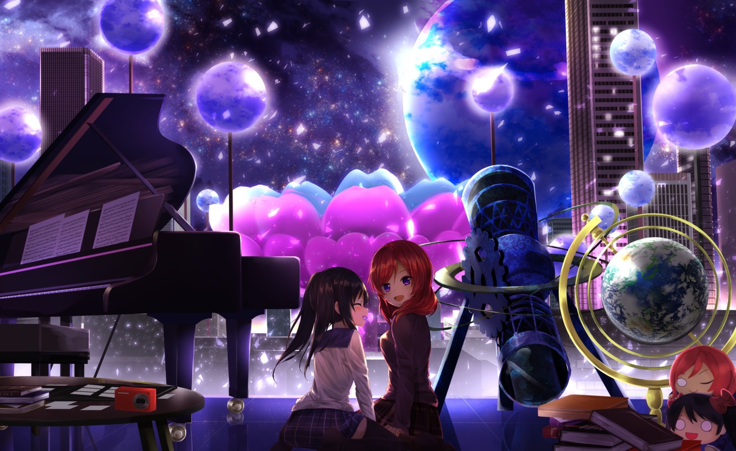 landscape, love_live!, love_live!_(series), nishikino_maki, orein, seifuku, thighhighs, yazawa_nico