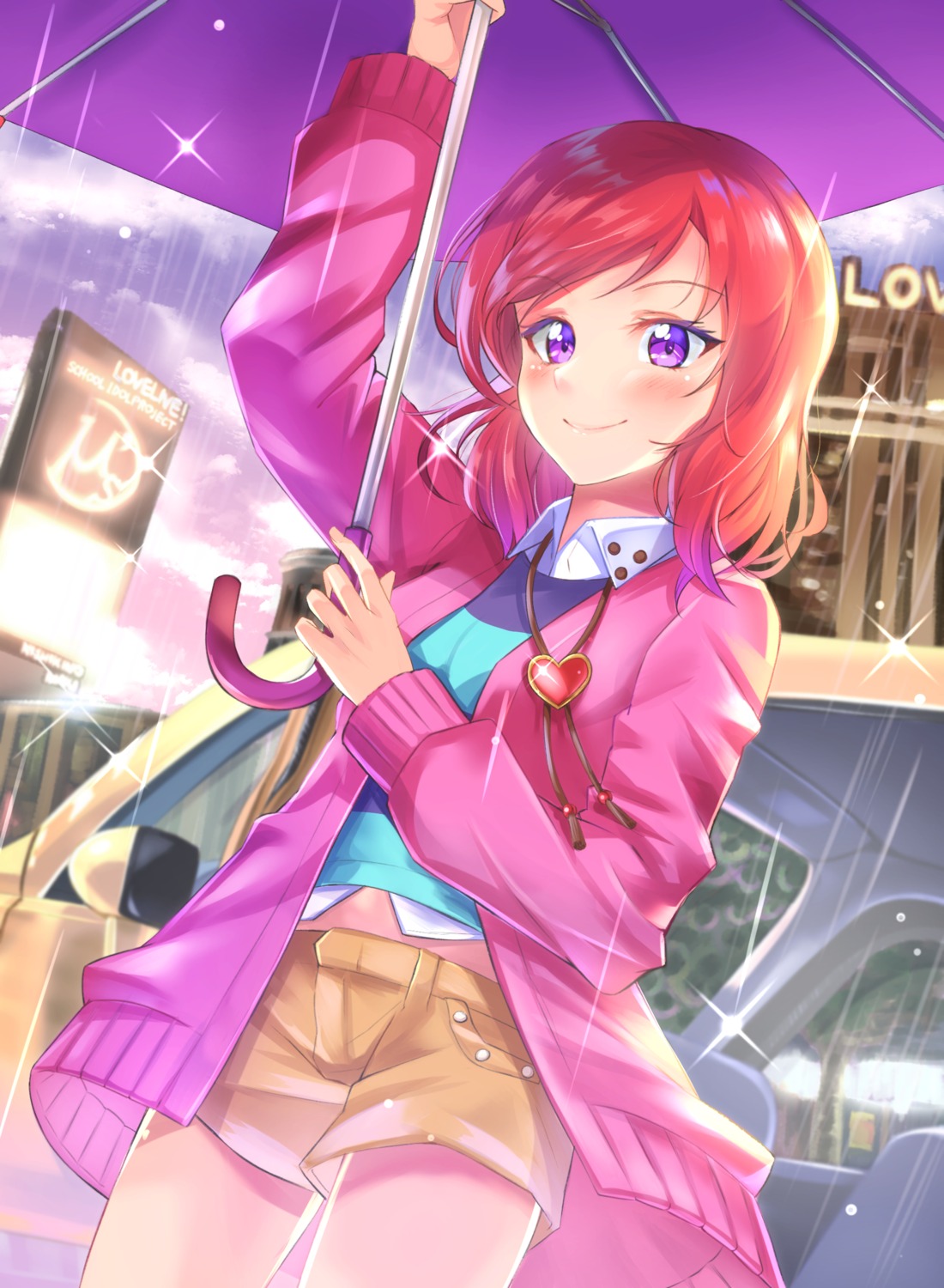 love_live!, love_live!_(series), nishikino_maki, shaka_(staito0515), sweater, umbrella