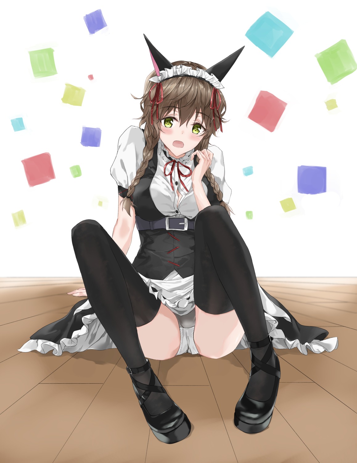 amane_suzuha, animal_ears, fujisaki_ribbon, maid, pantsu, steins;gate, steins;gate_0, thighhighs