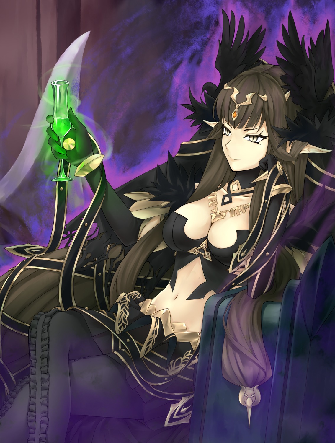 bk201, cleavage, fate/apocrypha, fate/grand_order, fate/stay_night, pantyhose, pointy_ears, semiramis_(fate)