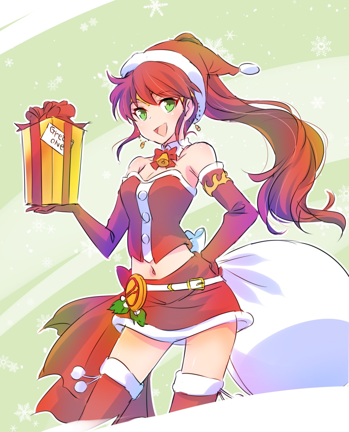 christmas, cleavage, iesupa, pyrrha_nikos, rwby, thighhighs