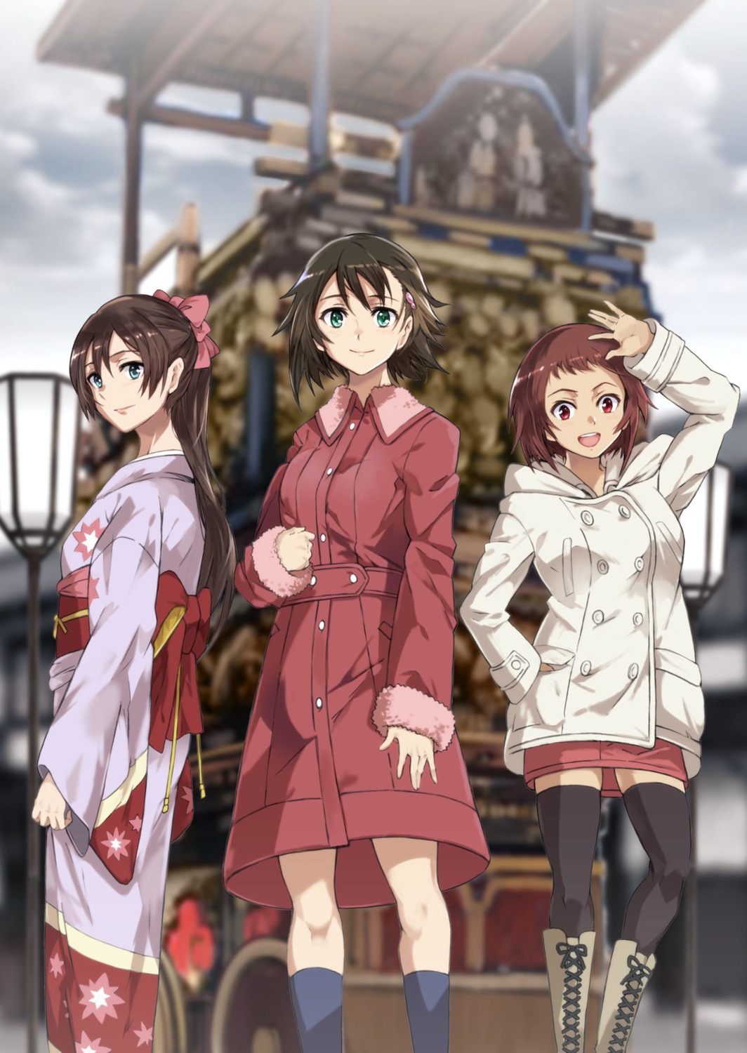 ando_aiko, isurugi_noe, thighhighs, true_tears, ueda_yumehito, yuasa_hiromi, yukata