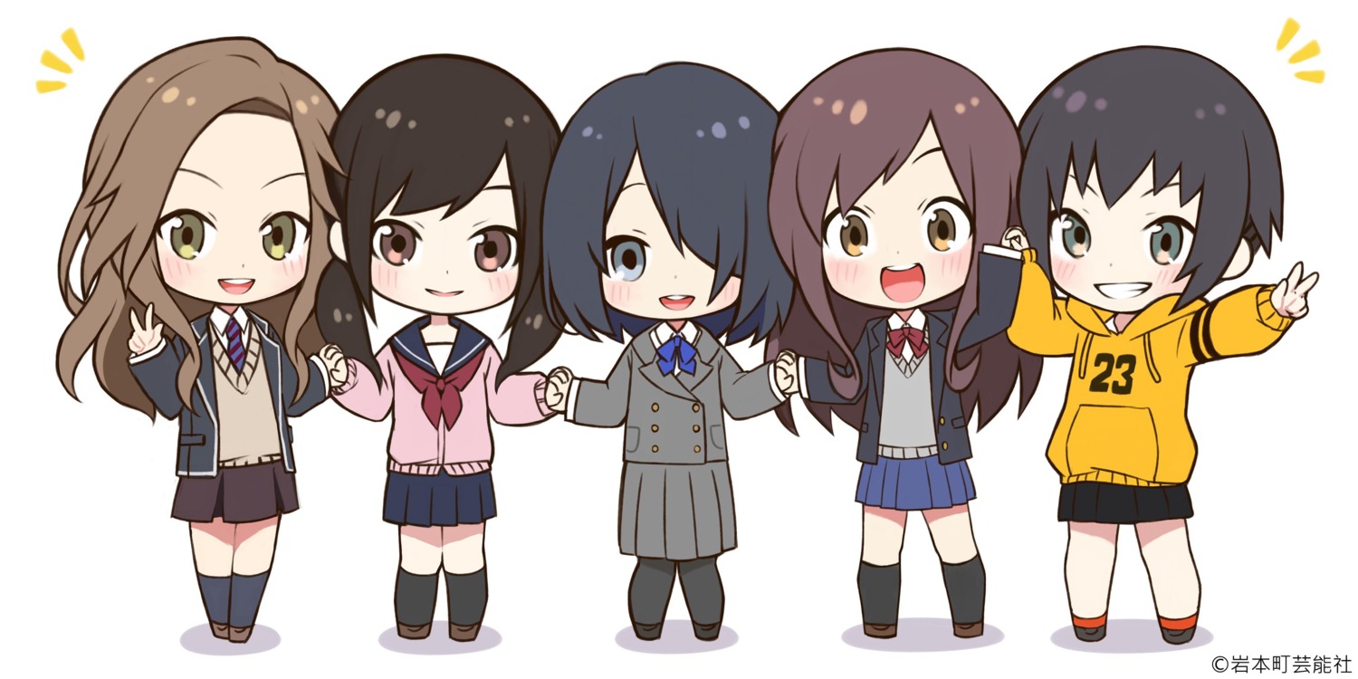 chibi, hinata_nao_(iwamotocho), iwamotocho_geinosha, kurihara_sakurako, natsume_haru, pantyhose, seifuku, shirafuji_tamaki