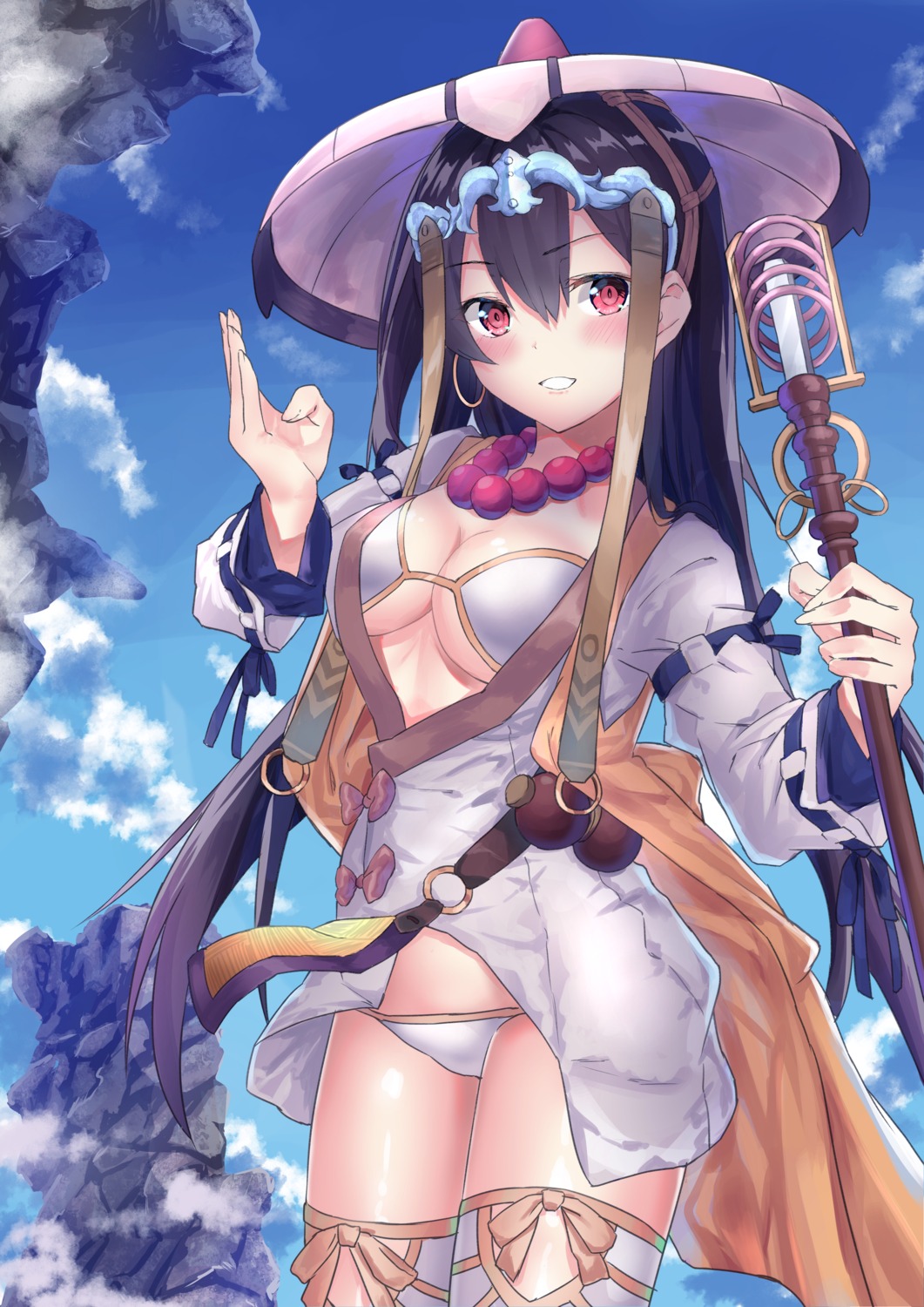 bikini, cleavage, fate/grand_order, muragaki_(sgxx4878), open_shirt, swimsuits, thighhighs, underboob