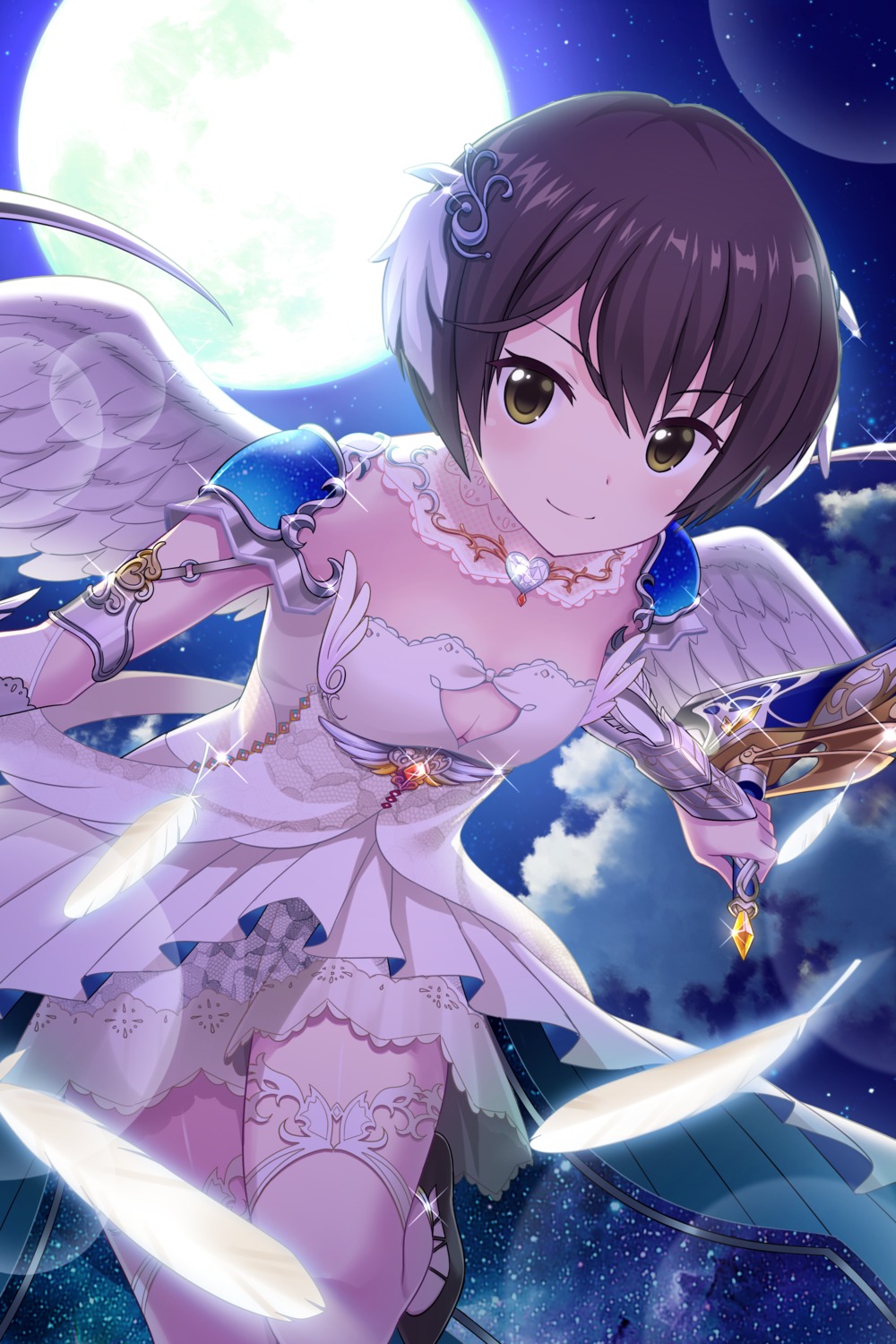 alternative_girls, armor, cleavage, thighhighs, weapon, wings