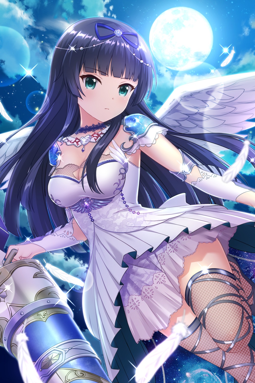 alternative_girls, armor, cleavage, fishnets, tendou_machi, thighhighs, weapon, wings
