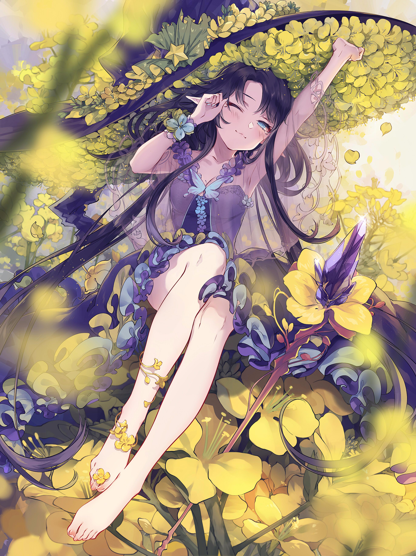 cleavage, fairy, kieta, pointy_ears, see_through, shadowverse, thighhighs