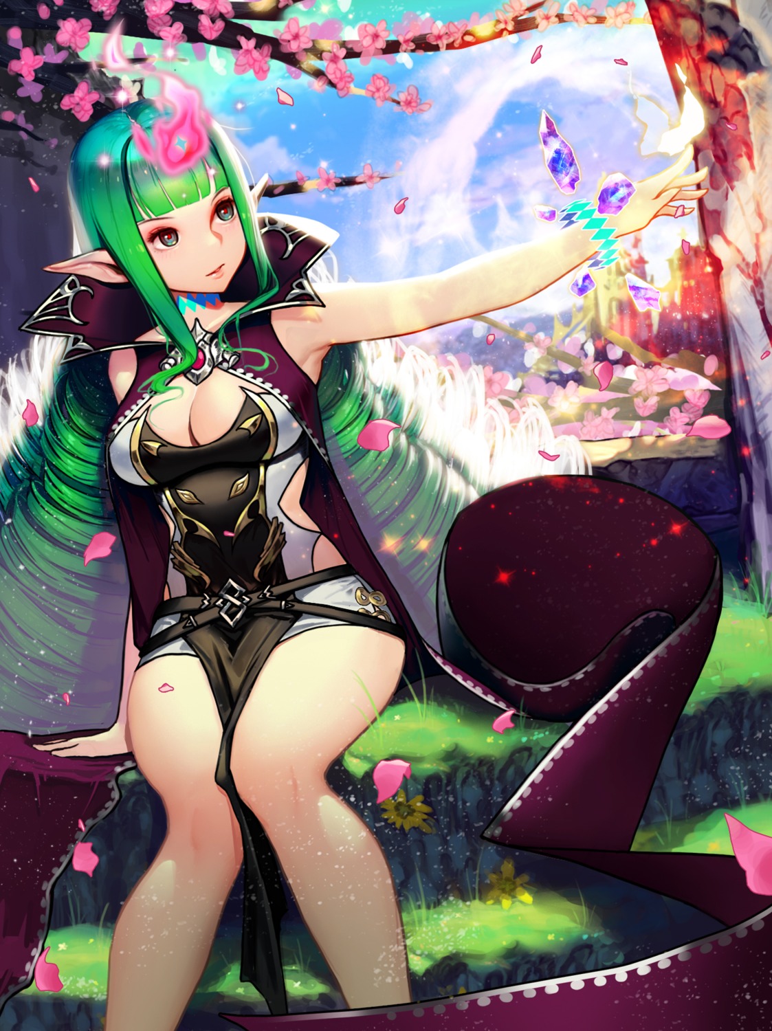 chrix, cleavage, pointy_ears, shadowverse