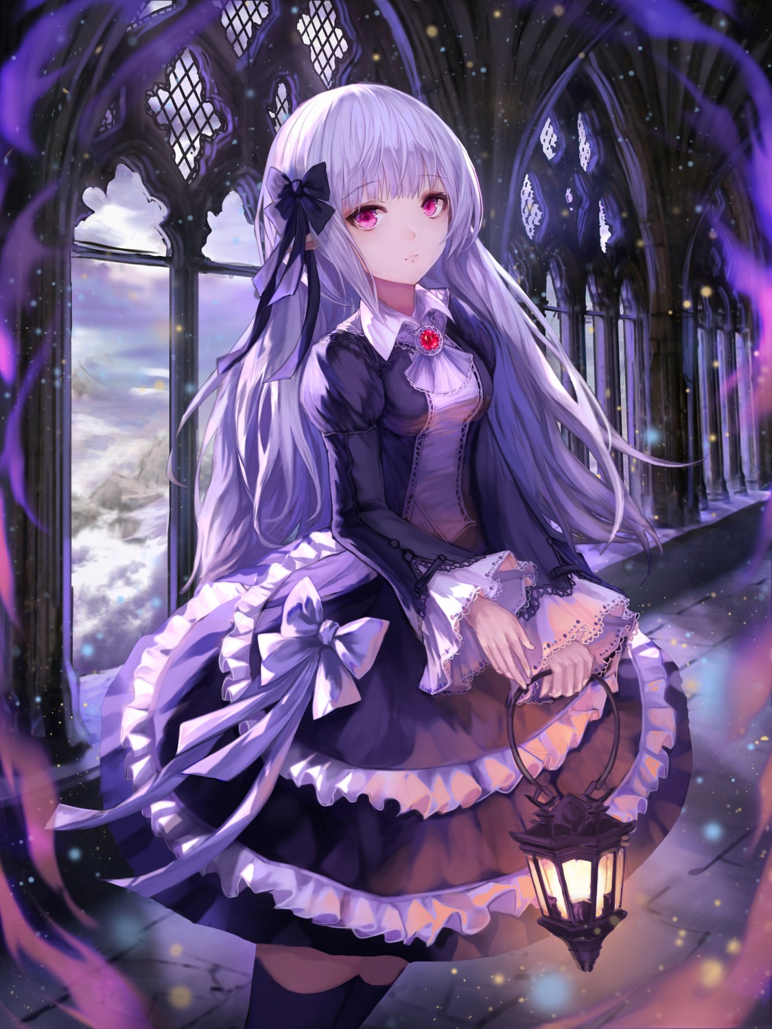 dress, gothic_lolita, lolita_fashion, thighhighs, yohaku